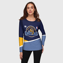 Лонгслив женский Мемфис Гриззлис - линии, цвет: 3D-принт — фото 2