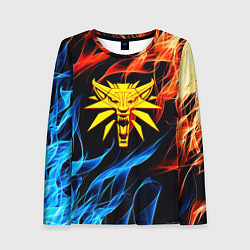 Лонгслив женский Ведьмак огненное лого в огне, цвет: 3D-принт