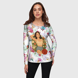 Лонгслив женский Lana Del Rey в полевых цветах, цвет: 3D-принт — фото 2