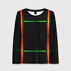 Женский лонгслив Color black green orange lines