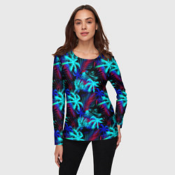Лонгслив женский Palm blue light blue, цвет: 3D-принт — фото 2