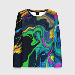Женский лонгслив Разводы и переливы разноцветной краски