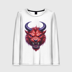 Лонгслив женский Голова злого красного существа с фиолетовыми глаза, цвет: 3D-принт