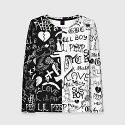 Лонгслив женский Doom x liil peep pattern black, цвет: 3D-принт
