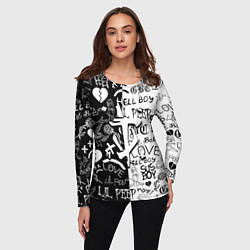 Лонгслив женский Doom x liil peep pattern black, цвет: 3D-принт — фото 2