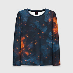 Лонгслив женский Синий камуфляж с искрами, цвет: 3D-принт