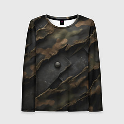 Лонгслив женский Камуфляжная ткань на металле, цвет: 3D-принт