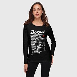 Лонгслив женский Бокс - тяжело в учебе легко в бою, цвет: 3D-принт — фото 2