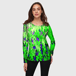 Лонгслив женский Ярко-зелёный стекающая абстаркция, цвет: 3D-принт — фото 2