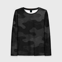 Лонгслив женский Черно-серая текстура камуфляжа, цвет: 3D-принт