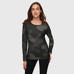 Лонгслив женский Черно-серый камуфляж, цвет: 3D-принт — фото 2