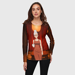 Лонгслив женский Dandadan Seiko в красном платье, цвет: 3D-принт — фото 2