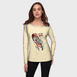 Лонгслив женский Включи мозги, цвет: 3D-принт — фото 2