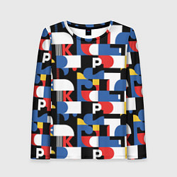 Лонгслив женский Геометрия букв, цвет: 3D-принт