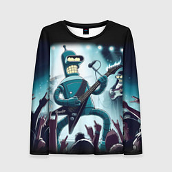 Лонгслив женский Гитарист Бендер из рок группы Футурамы, цвет: 3D-принт