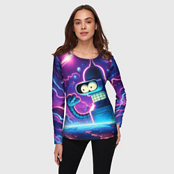Лонгслив женский Bender in neon space - cartoon Futurama, цвет: 3D-принт — фото 2