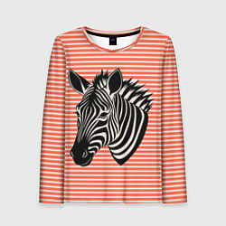 Лонгслив женский Зебра на оранжевых полосах, цвет: 3D-принт