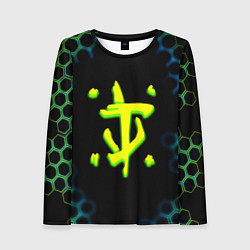 Лонгслив женский Doom соты кислотное лого, цвет: 3D-принт