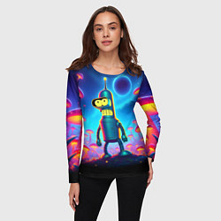 Лонгслив женский Сынишка Бендера в сказочном лесу светящихся грибов, цвет: 3D-принт — фото 2
