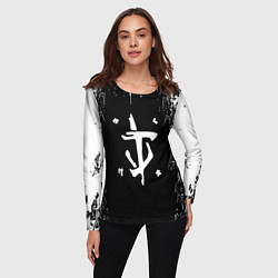 Лонгслив женский Doom краска белая текстура, цвет: 3D-принт — фото 2