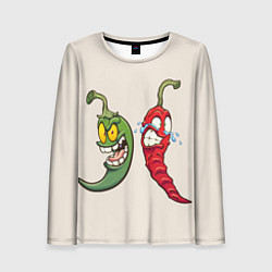 Лонгслив женский Мультяшные чили перцы безумные, цвет: 3D-принт