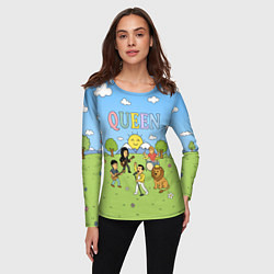 Лонгслив женский Queen мультяшный стиль на поляне, цвет: 3D-принт — фото 2
