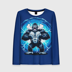 Лонгслив женский Горилла показывает свою силу, цвет: 3D-принт