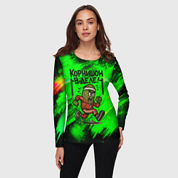 Лонгслив женский Корнишон в деле - спортсмен, цвет: 3D-принт — фото 2