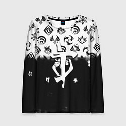 Лонгслив женский Doom черно белые аниме, цвет: 3D-принт