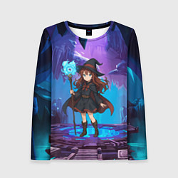 Лонгслив женский Аниме девочка маг с волшебных посохом, цвет: 3D-принт