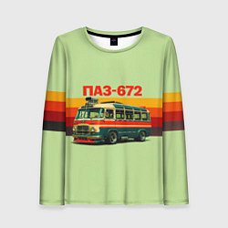 Лонгслив женский Ретро автобус ПАЗ-672 поп-арт, цвет: 3D-принт