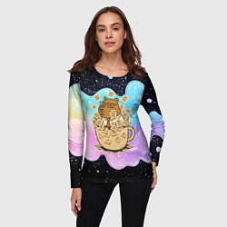 Лонгслив женский Менеджер капибара в кружке в стикерах, цвет: 3D-принт — фото 2