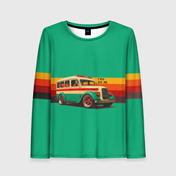 Лонгслив женский Ретро автобус ГАЗ-03-30 поп-арт, цвет: 3D-принт