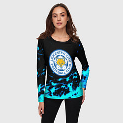 Лонгслив женский ФК Лестер Сити голубые краски, цвет: 3D-принт — фото 2