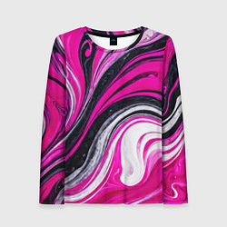 Лонгслив женский Розово белая абстракция, цвет: 3D-принт