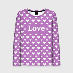 Лонгслив женский Love нежный сиреневый с сердечками, цвет: 3D-принт