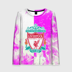 Лонгслив женский Ливерпуль розово белый огонь, цвет: 3D-принт