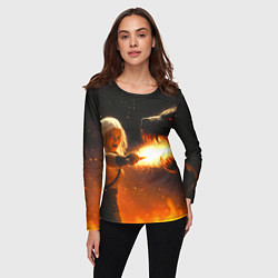 Лонгслив женский Цири сражается с монстром медведем, цвет: 3D-принт — фото 2