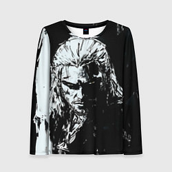 Лонгслив женский Ведьмак черно-белый портрет, цвет: 3D-принт
