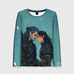 Лонгслив женский Йеннифэр и Геральт под снегом, цвет: 3D-принт