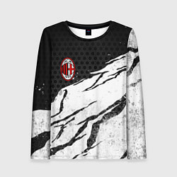Лонгслив женский ФК Милан - белый затёртый, цвет: 3D-принт