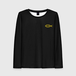 Женский лонгслив Симъ победиши черно-оранжевый арт