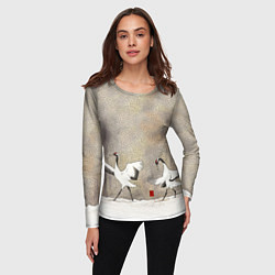 Лонгслив женский Журавли зимняя акварель, цвет: 3D-принт — фото 2