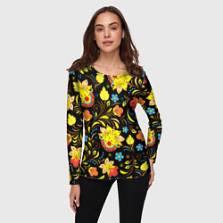 Лонгслив женский Хохлома узор, цвет: 3D-принт — фото 2