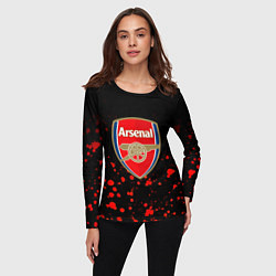 Лонгслив женский Арсенал красные краски всплеск, цвет: 3D-принт — фото 2