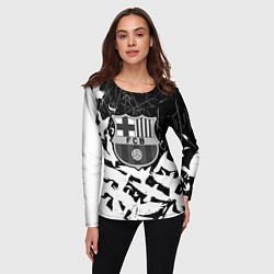 Лонгслив женский Barcelona черно белые птицы, цвет: 3D-принт — фото 2