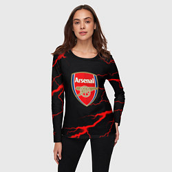 Лонгслив женский Arsenal красные молнии, цвет: 3D-принт — фото 2