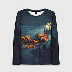 Лонгслив женский Призраки в горящей конной повозке, цвет: 3D-принт