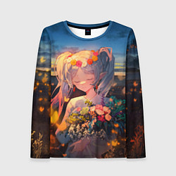 Лонгслив женский Фрирен с цветами, цвет: 3D-принт