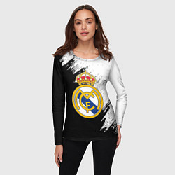 Лонгслив женский Real Madrid текстура штрихи, цвет: 3D-принт — фото 2